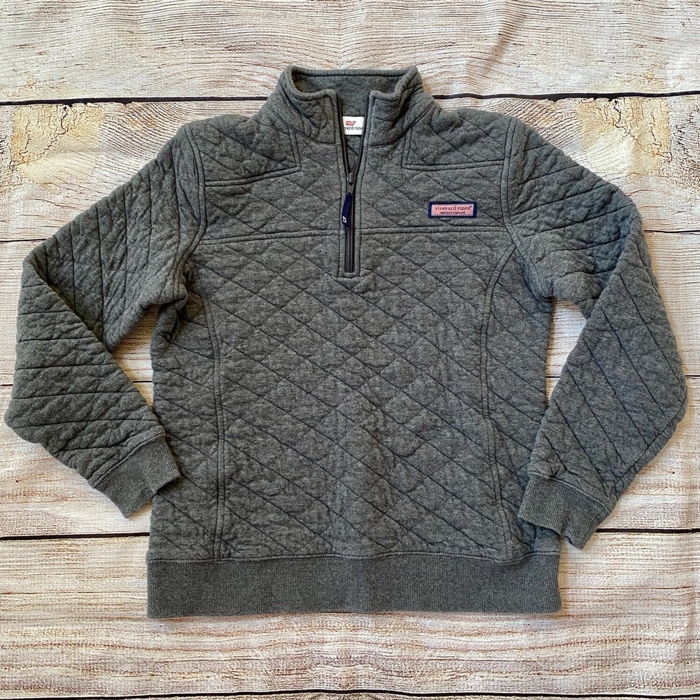 Vineyard Vines Grey Quilted Pullover Sweatshirt Ladies Sz S